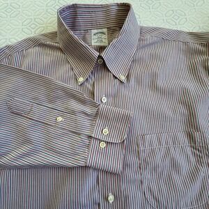 Brooks Brothers Men's Long Sleeve Button-Up Shirt Sz 17 4/5 Red White Blue Strip